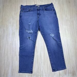 Levi's Boyfriend Jeans Blue Denim High Rise Distressed Ripped Casual Size 33